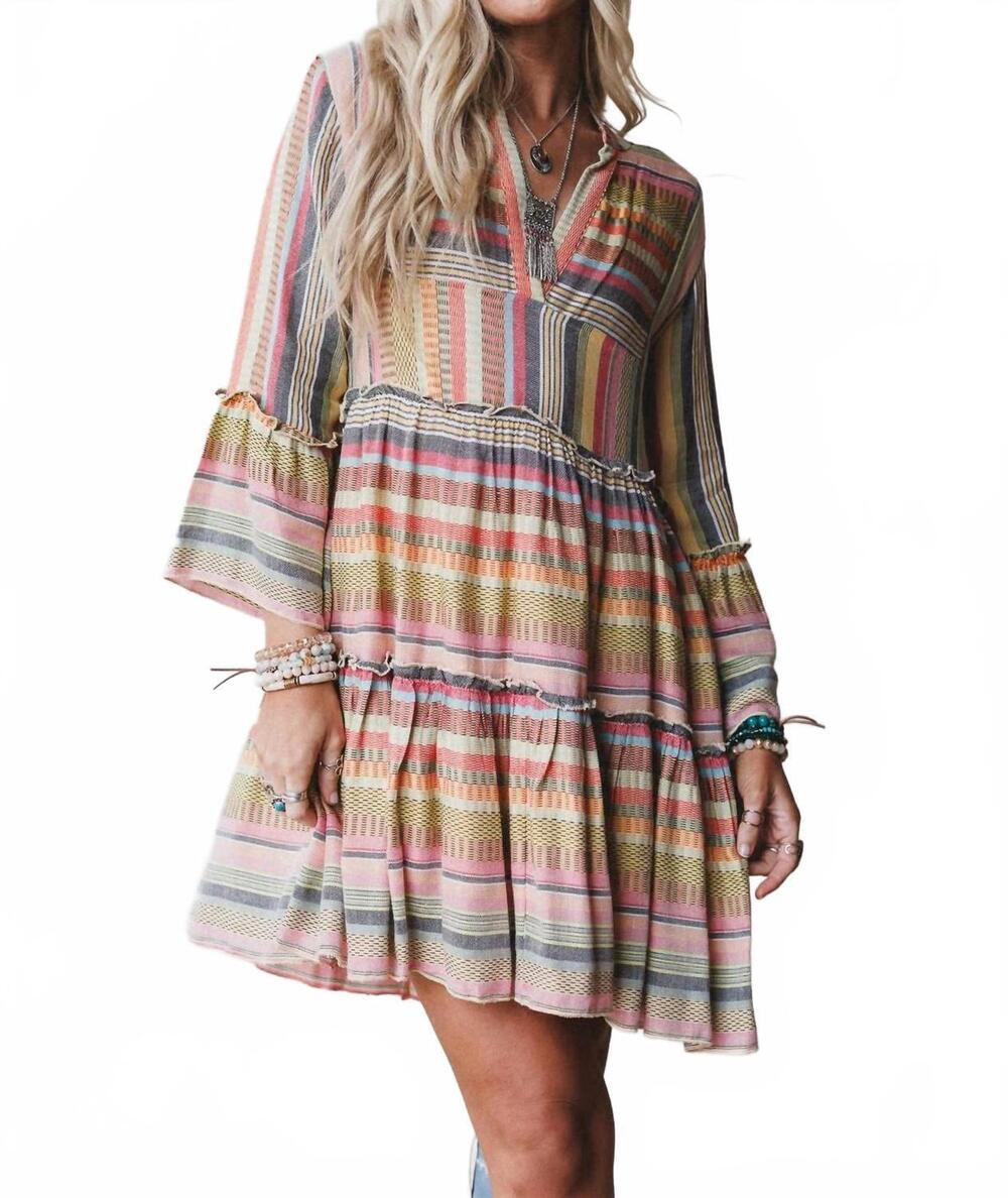 NEW EN CREME tiered ruffle midi dress in multicolor